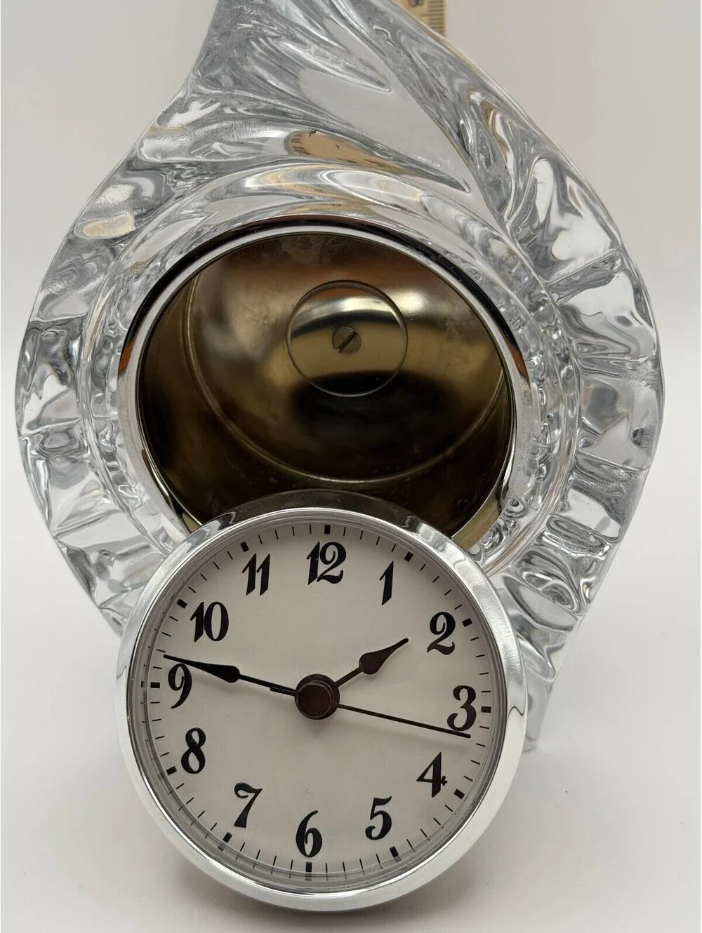 Daum France Crystal Art Glass Desk Clock Signed New Quartz Clock Insert Working